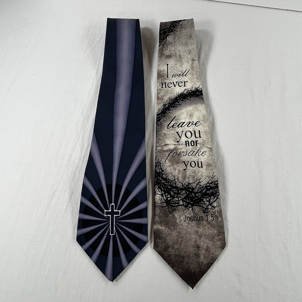 Lot of 2 Eagles Wings Faith-based 100% Silk Ties Religious Bible Pastor Faith